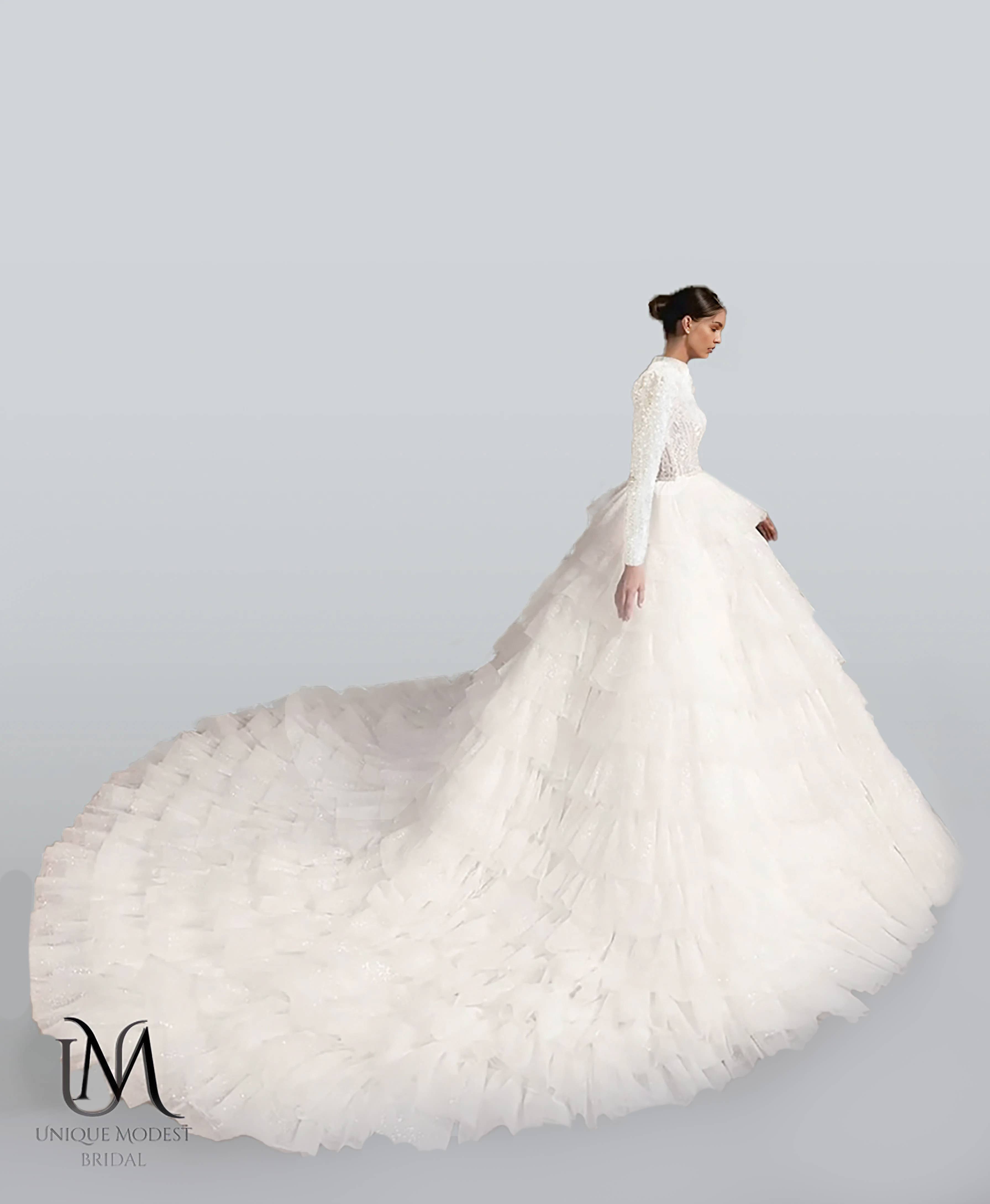 Unique Modest Bridal - Wholesale Gown - Women's - Splendora - Stunning Ball Gown Modest Wedding Dress3