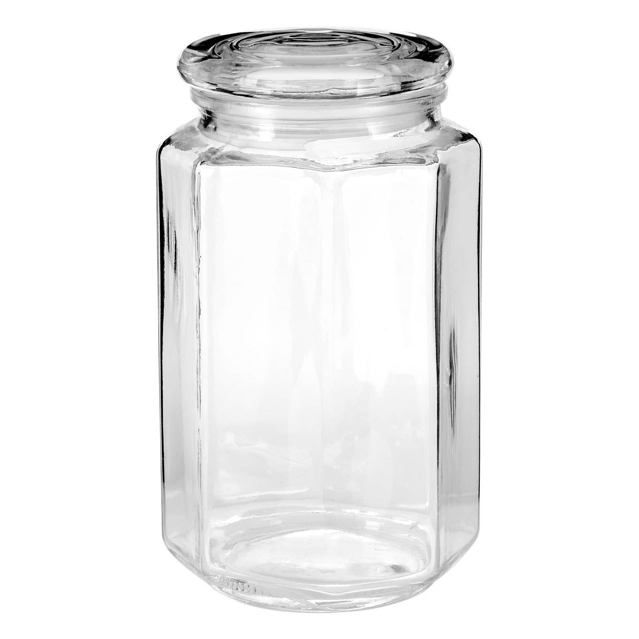 Interiors by Premier – wholesale Jar – Hexagonal Glass Storage Jar - 1050ml2