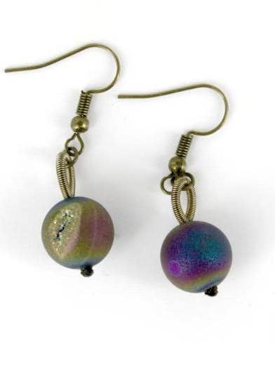 EBRI - Bronze PW with Irri Geode Earring for wholesale by Sea Lily