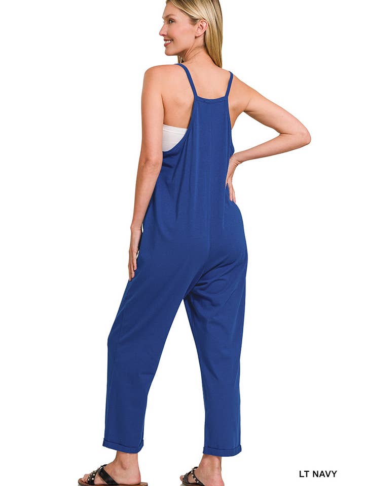 42POPS - Wholesale Jumpsuit - Women's - ",,,,..._ Spaghetti Strap Pocketed Cotton Jumpsuit