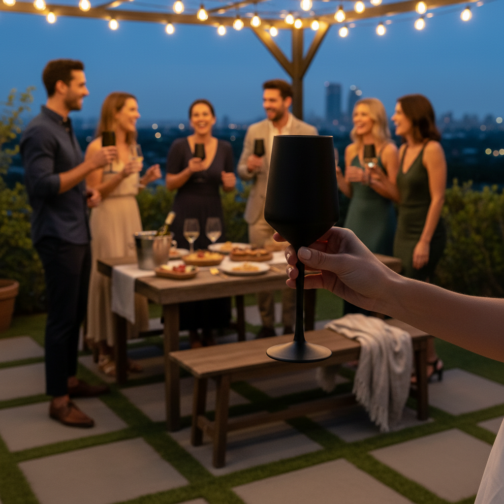 Kadra Kitchenware - Vente Verres à vin - Vikko Decor - Verre à vin noir mat, soufflé à la main, 11 oz2