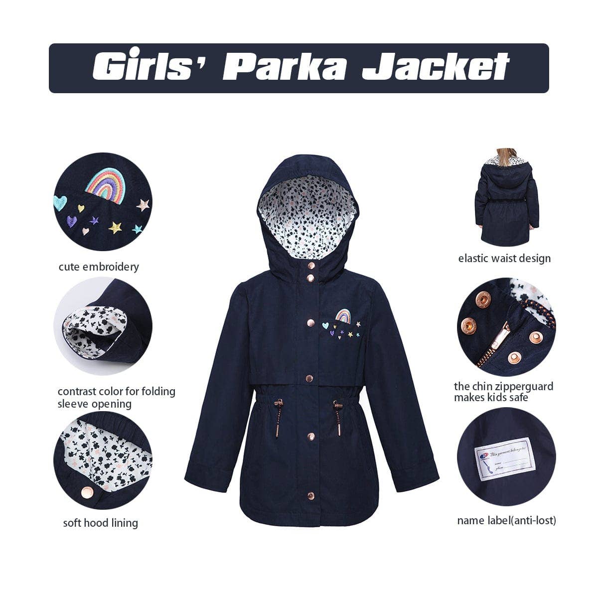 Rokka & Rolla - Wholesale Windbreaker - Kids - Girls' Light Rain Jacket Hooded Trench Coat11