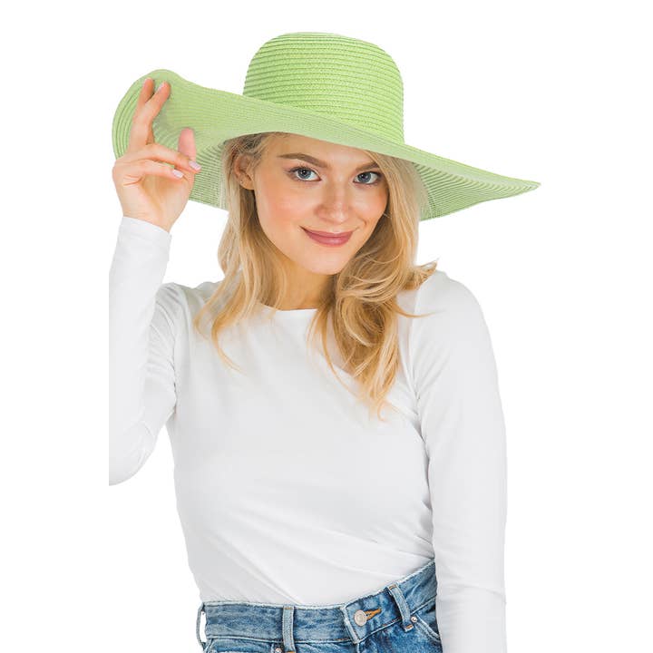 Cap Zone - Venta al por mayor Sombrero de paja - Mujer - Sombrero de sol de paja con tejido apretado, color sólido y ala ancha flexible51