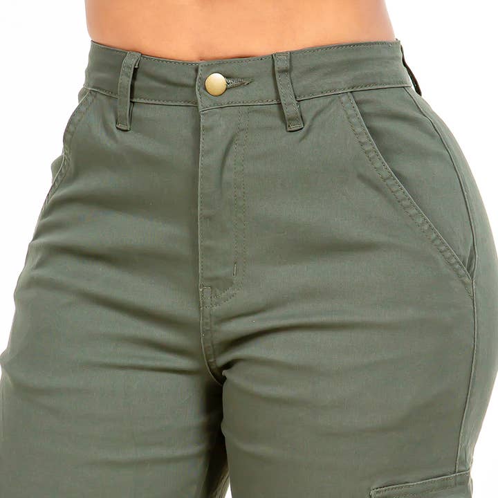 American Bazi - Wholesale Pants - Women's - WIDE LEG CARGO POCKET PANTS-RJH20697