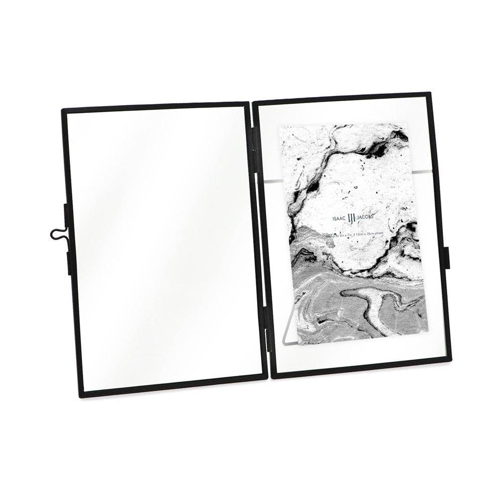 Black Isaac Jacobs Modern Style Metal Floating Desk Photo Frame for wholesale on Faire13