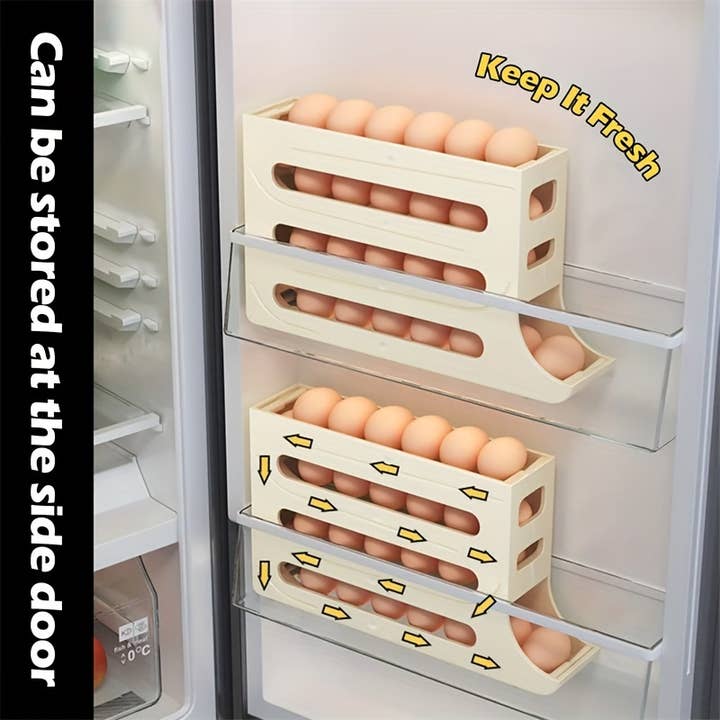 Shop Celino - Wholesale Egg Cup/Holder - Large Capacity Egg Storage Box with Automatic Rolling Rack6