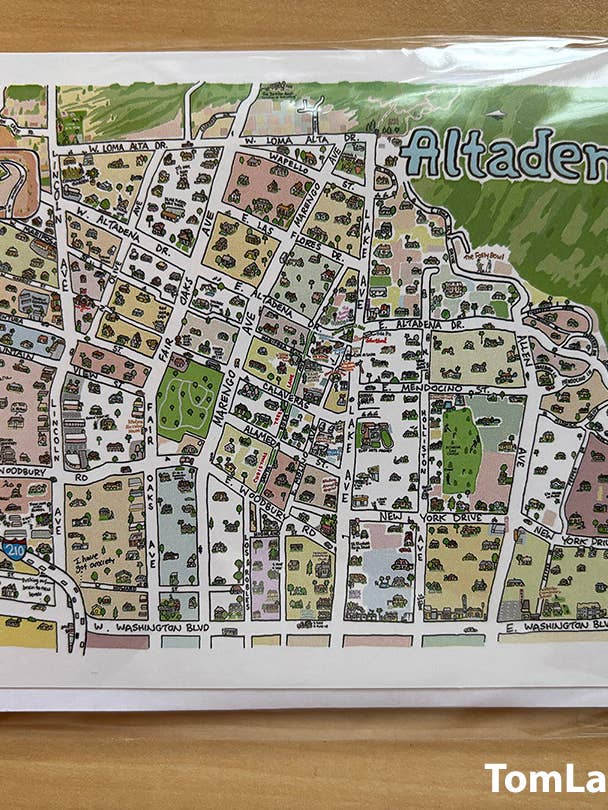 Altadena notecards for wholesale by Tom Lamb Maps