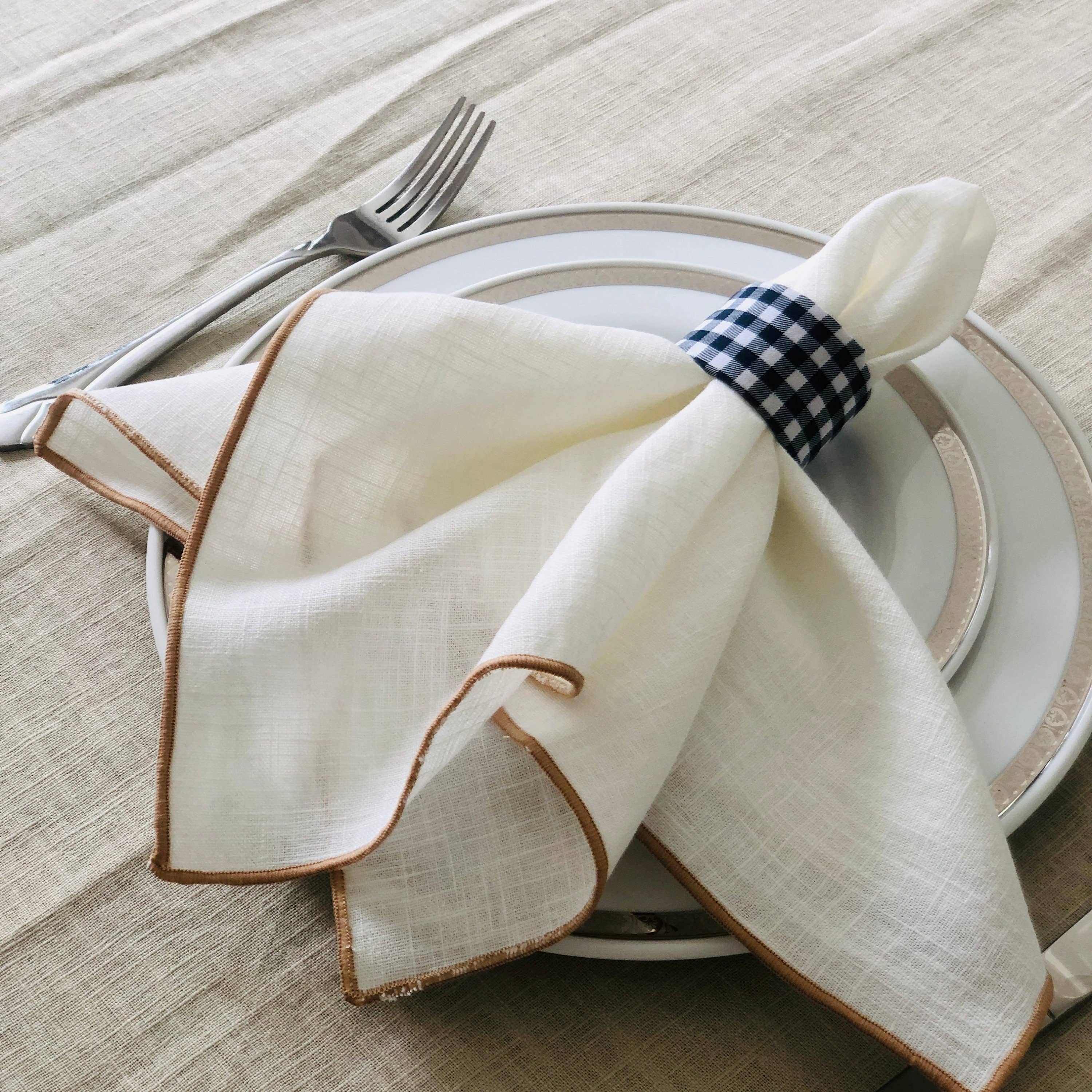 Belle Linen - Wholesale Dinner & Cloth Napkin - Blank Ivory Linen Napkins for Embroidery and Table Decor4