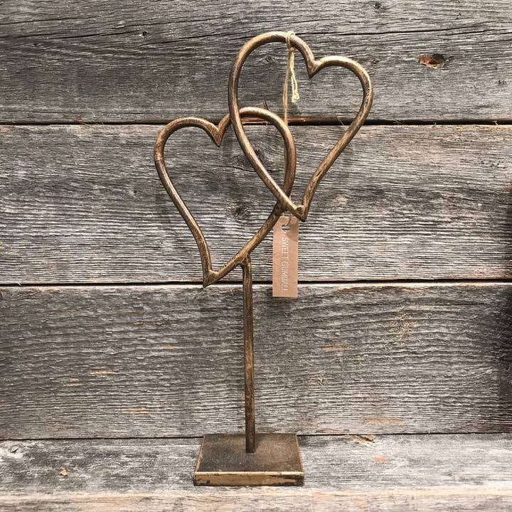 Metal Double Heart Stand- Home Accent for wholesale by Sweet Gumball Inc.
