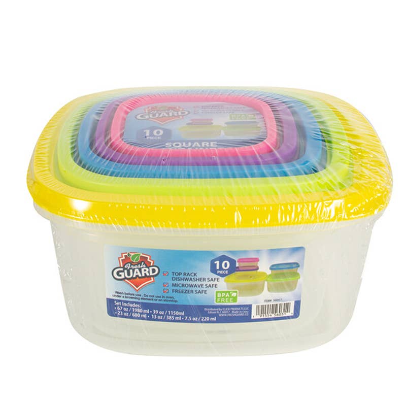 Deluxe Import Trading - Venta al por mayor Recipientes para alimentos - Juego de 10 recipientes de plástico0