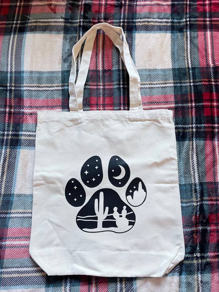 Pawprint com tote de lona de cena deserta, saco reutilizável por atacado de Jeanne Mari & Co