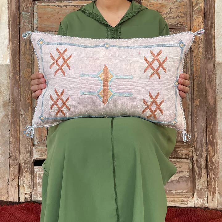 Almofada sabra de cacto marroquino lilás claro roxo por atacado de MARRAKECH METACRAFT LTD