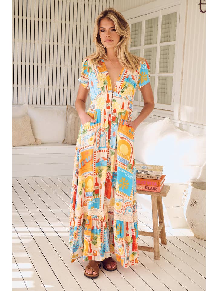 Jaase - Wholesale Dress - Women's - SUN LOUNGER PRINT TABITHA MAXI DRESS