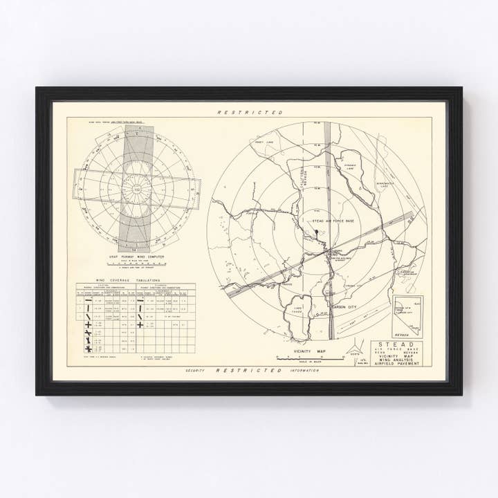 Vintage Map of the Stead Air Force Base Vicinity, 1952 for wholesale by Ted's Vintage Art