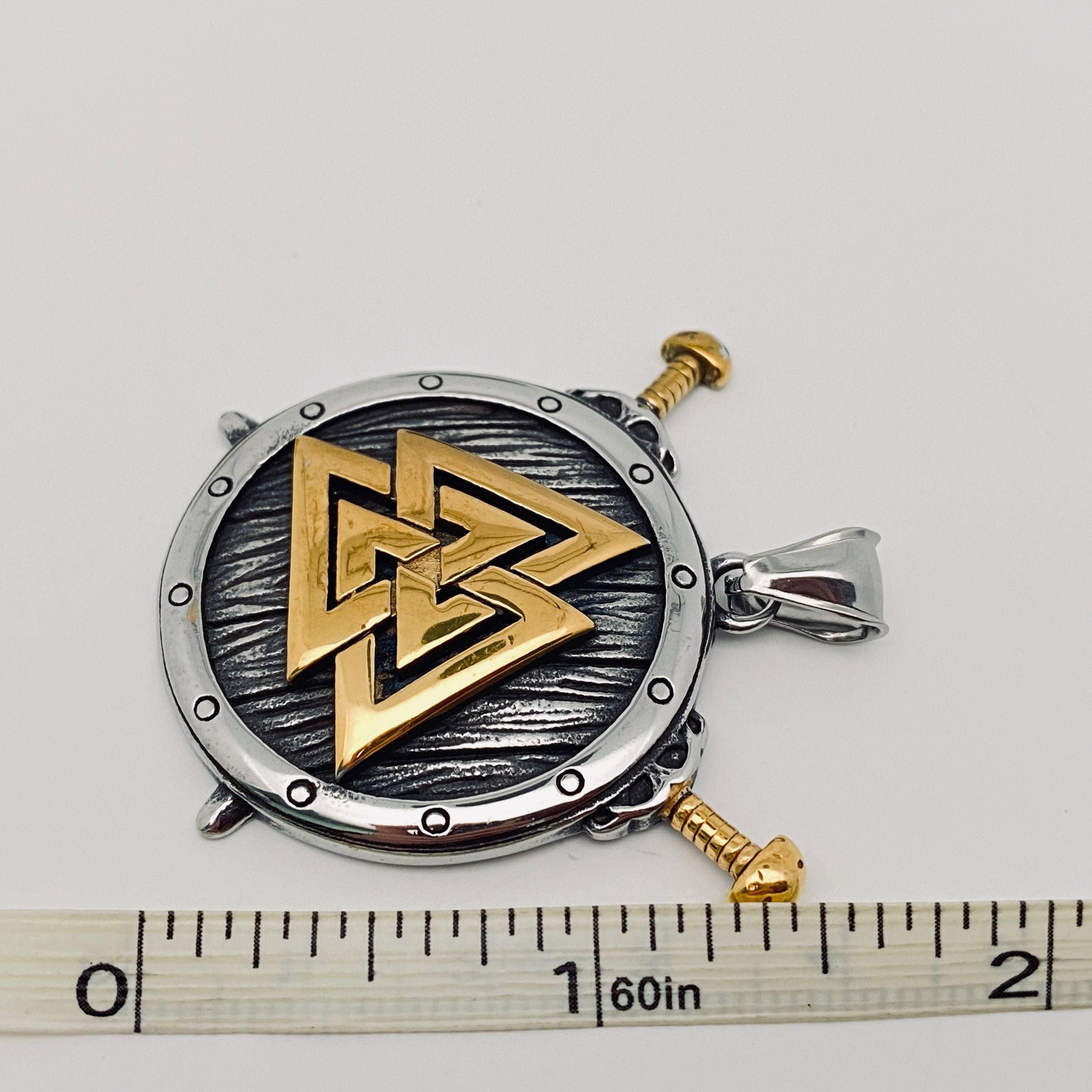 Mio Queena - Vendita all'ingrosso Attrezzature per lavoretti e fai da te - Ciondolo in acciaio inossidabile Valknut Shield - MJ/MNP1