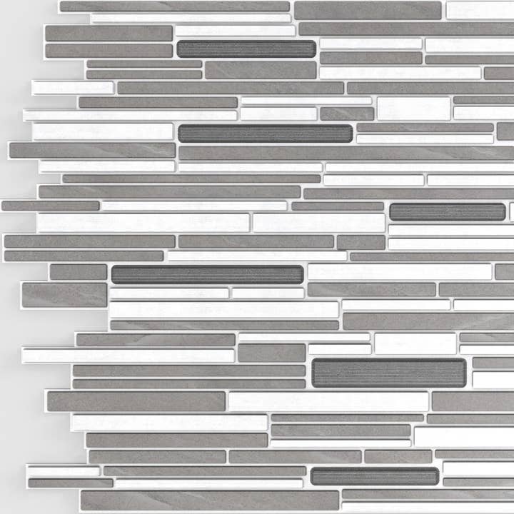 Panneau mural 3D en PVC effet mosaïque blanc gris, 3,1 pi X 1,6 pi (95 cm X 48 cm), décoration de panneaux muraux de design intérieur, couverture totale 4,9 pi² (0,5 m²) - Unité pour la vente par Dundee Deco