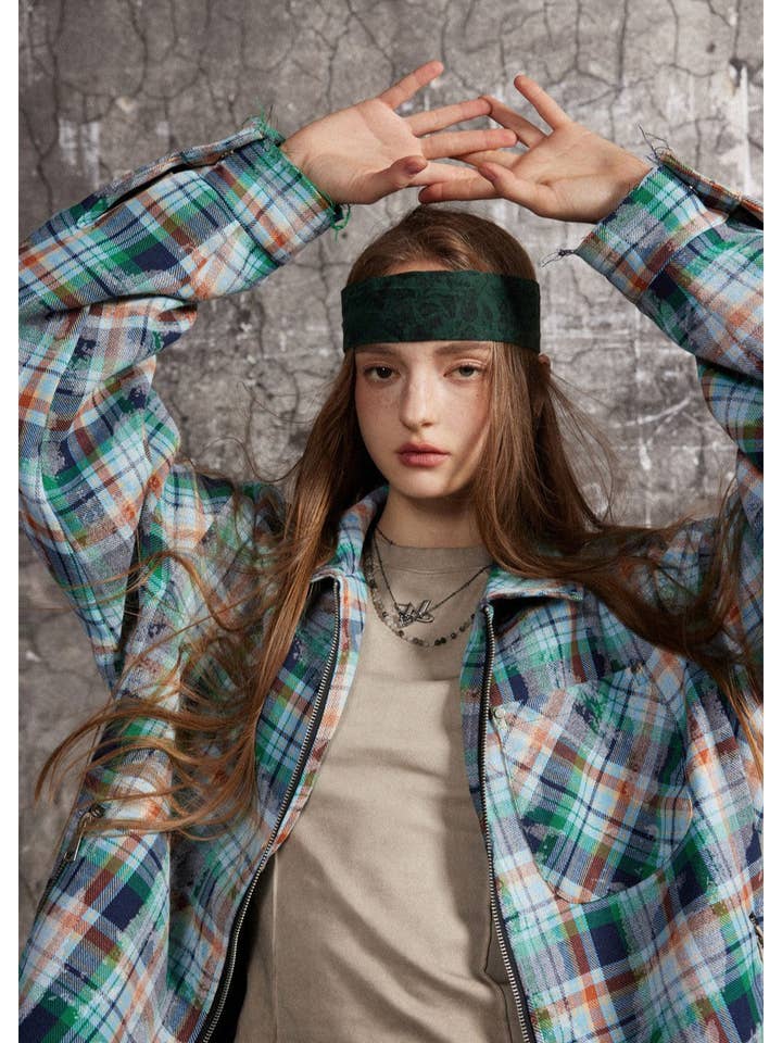 Verde Camicia a Quadri Urbana Distressed – Stile da Strada Senza Sforzo in vendita all'ingrosso su Faire