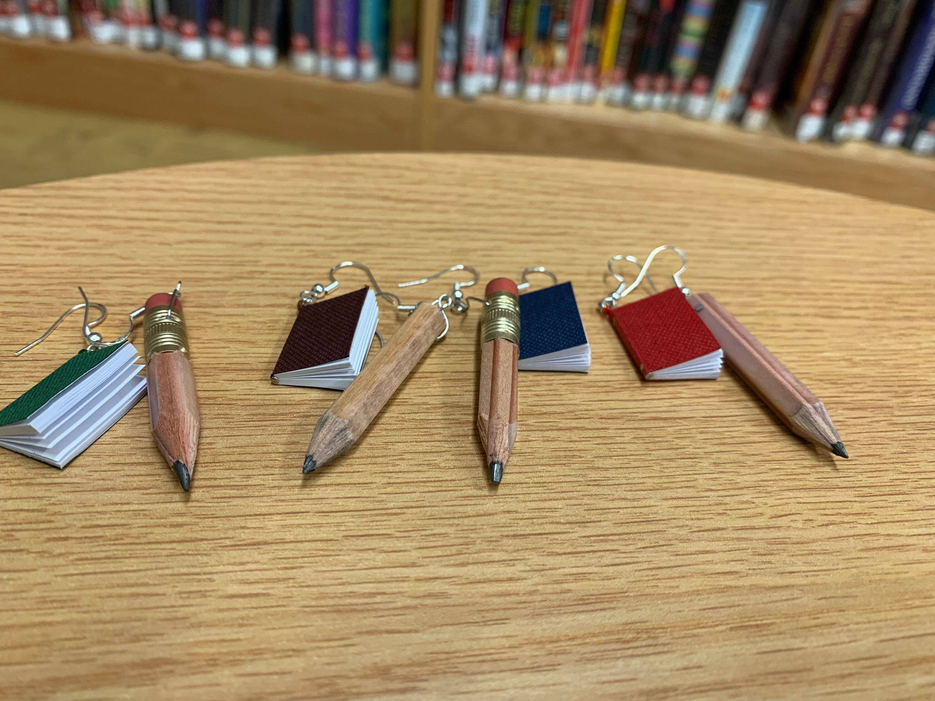 Sageware - Wholesale Dangle Earrings - Mini Book and Pencil Earrings1