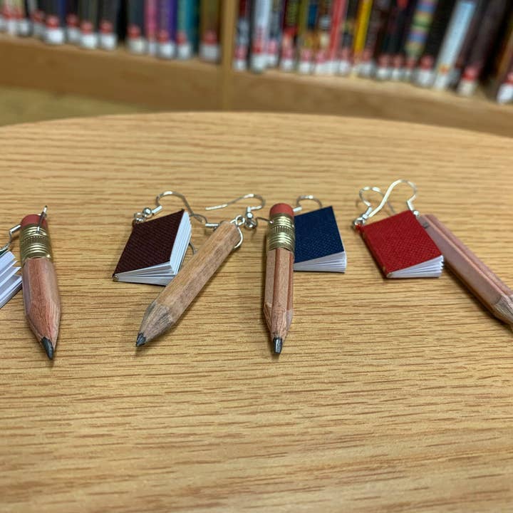 Sageware - Wholesale Dangle Earrings - Mini Book and Pencil Earrings1