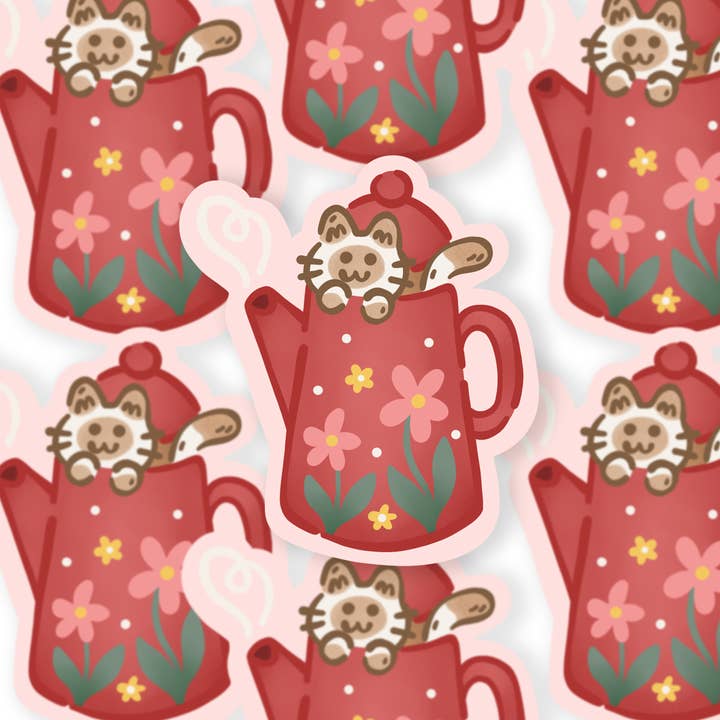 The Stray Shop - Wholesale Sticker - Kitty Kettle Sticker1