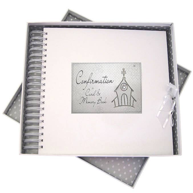 Konfirmationskyrkan -kort och minnesbok (C10) för wholesale av White Cotton Cards