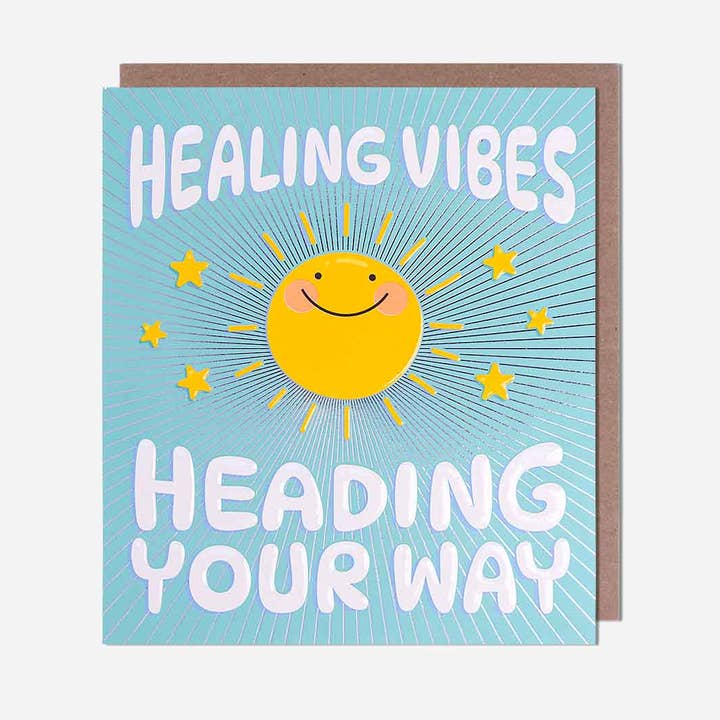 Healing Vibes Sunshine Get Well Soon Card for wholesale by Pigment Productions Ltd