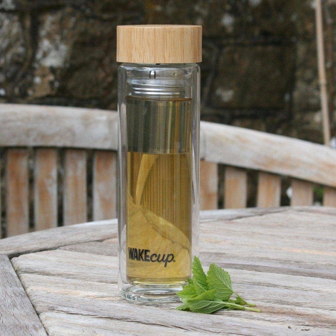 Global WAKEcup - Vente Passoires à thé/infuseurs - Infuseur à thé en verre avec couvercle en bambou biologique5
