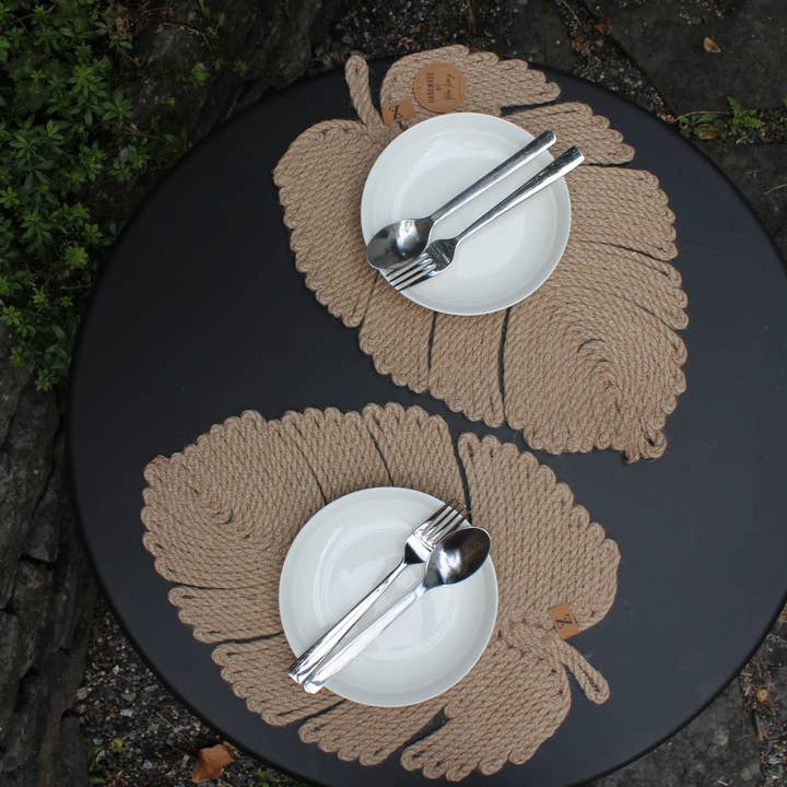 Aspen Leaf Handmade Jute Placemat for wholesale by BlacKarz Home Decor