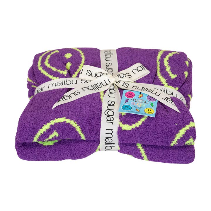 Malibu Sugar - Wholesale Throw blanket - Smiley Face & Lightning Plush Throw Blankets Christmas Gift1