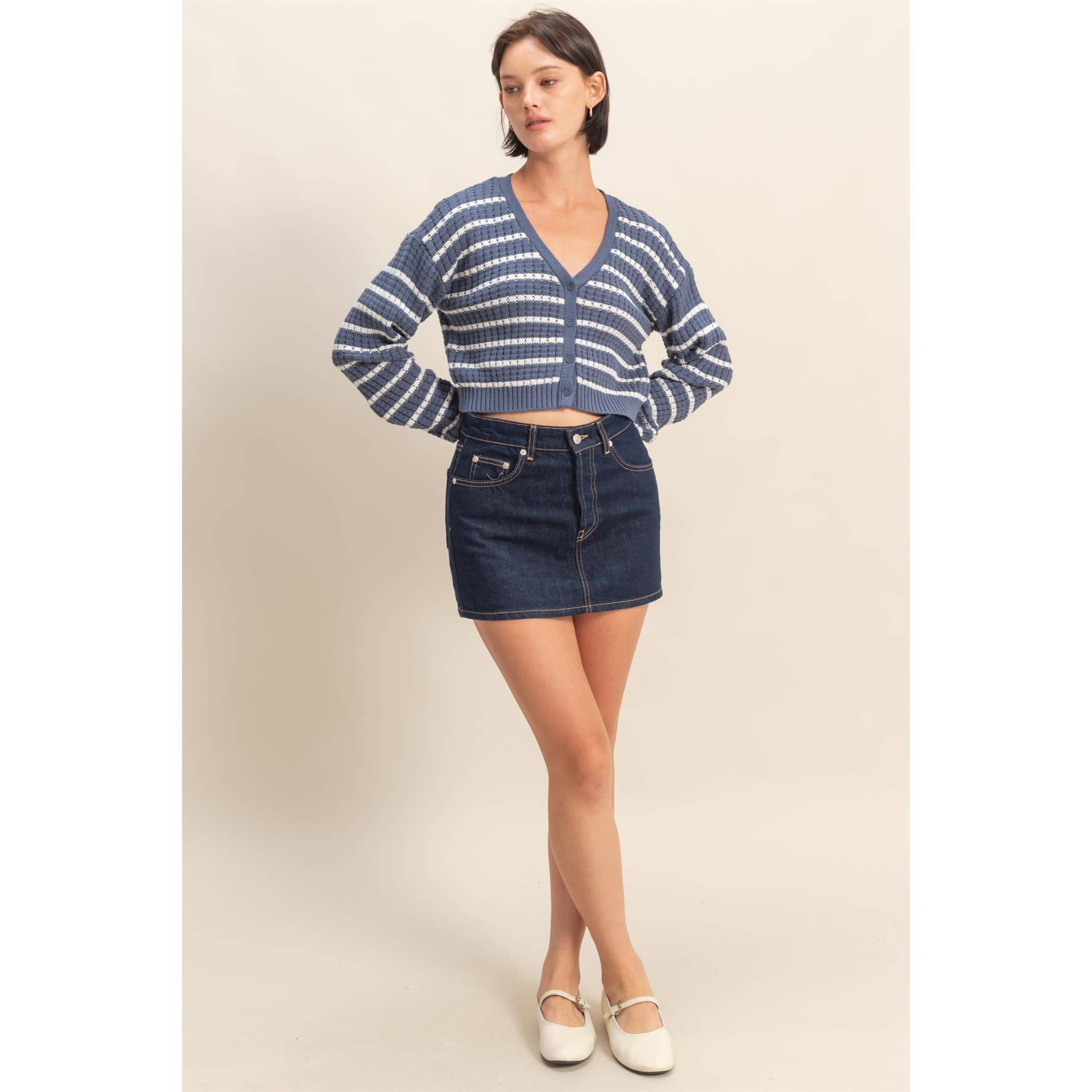 HYFVE - Vendita all'ingrosso Cardigan - Donna - Cardigan a righe con maniche lunghe e bottoni14