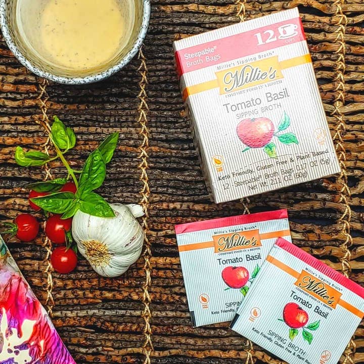 Keep Life Tasty - Wholesale Broth - Millie's Tomato Basil Sipping Broth - 12 Pack Box- Case of 61
