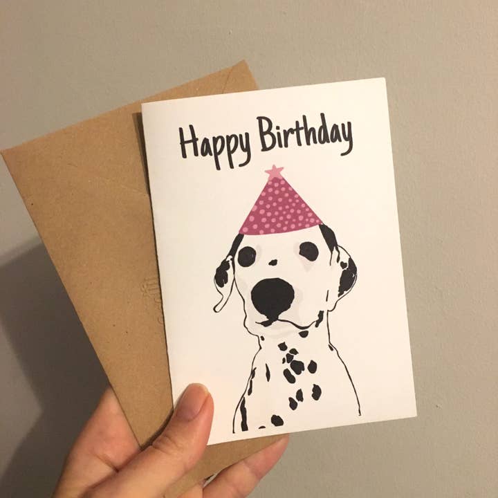 Dalmatian Birthday Card for wholesale by Spotty Sketches