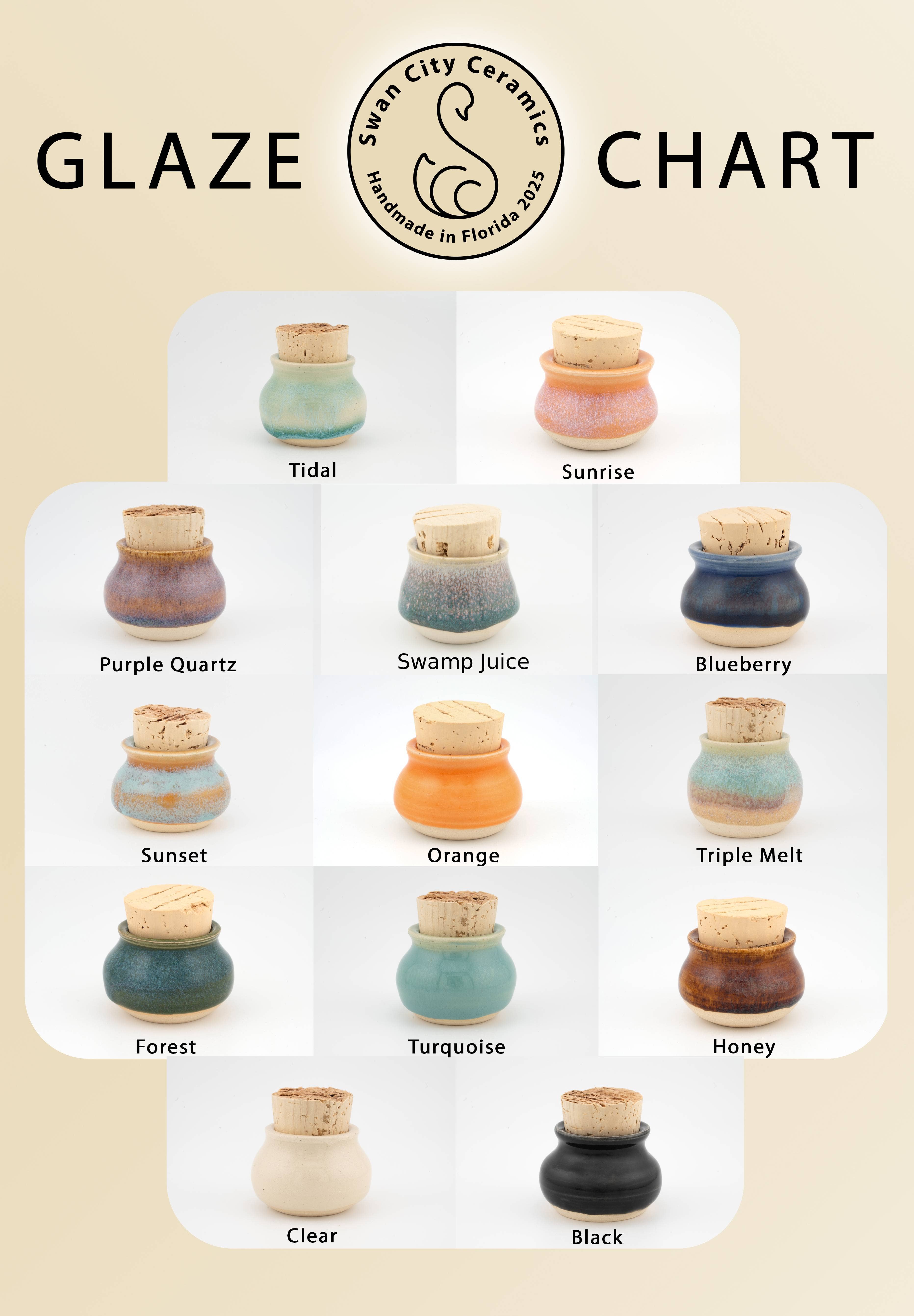 Swan City Ceramics - Vente Pots - Mini pots en céramique artisanale avec bouchon en liège, style apothicaire13