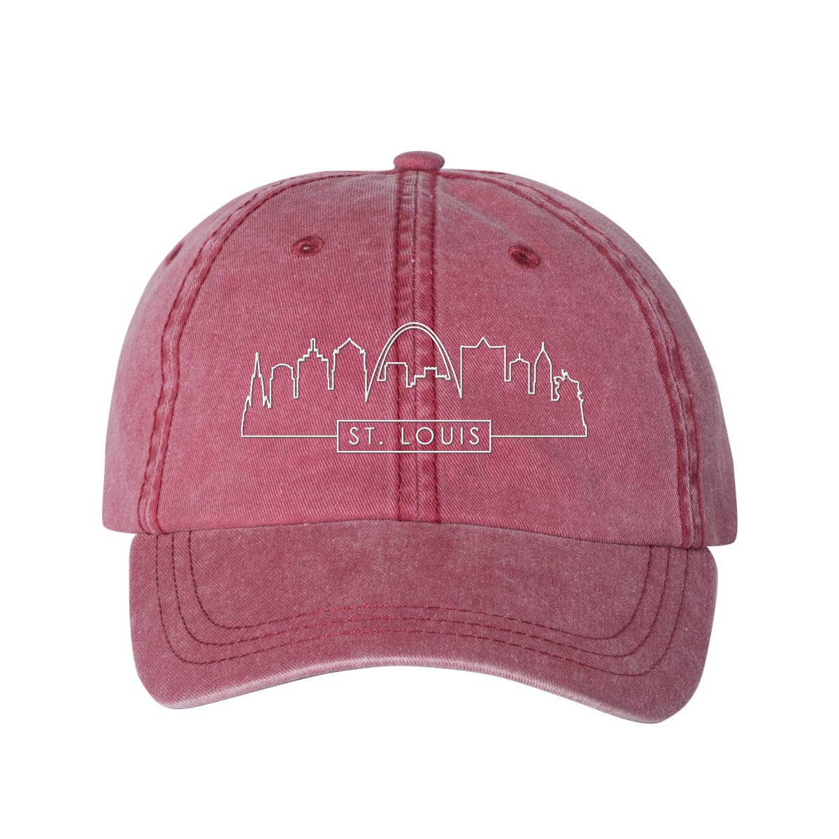 Lucky Luna Apparel - Wholesale Baseball Cap - Unisex - Skyline St. Louis Embroidered Pigment Dyed Dad Hat9