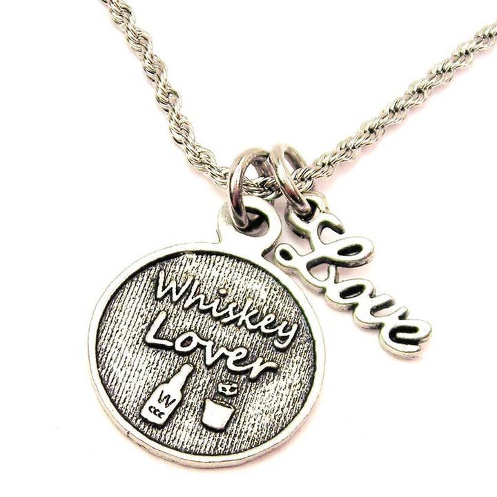 Whiskey Lover 20" Rope Necklace With Love Accent Drinks for wholesale by Chubby Chico Charms
