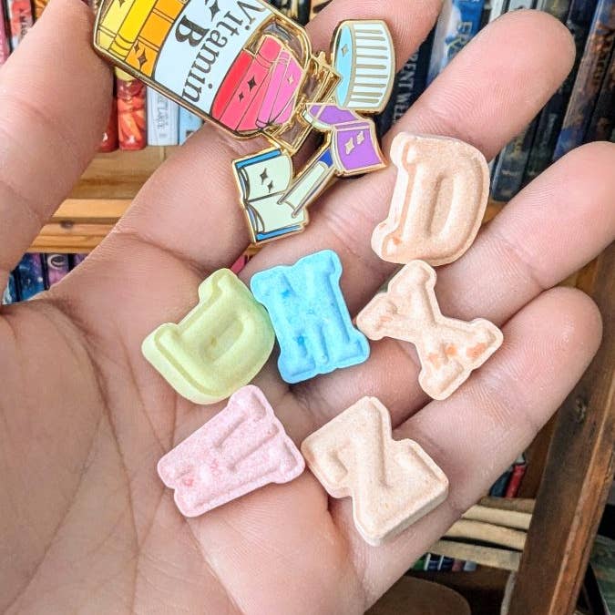 Geek and Artsy - Wholesale Lapel pin/button - Vitamin book enamel pin2