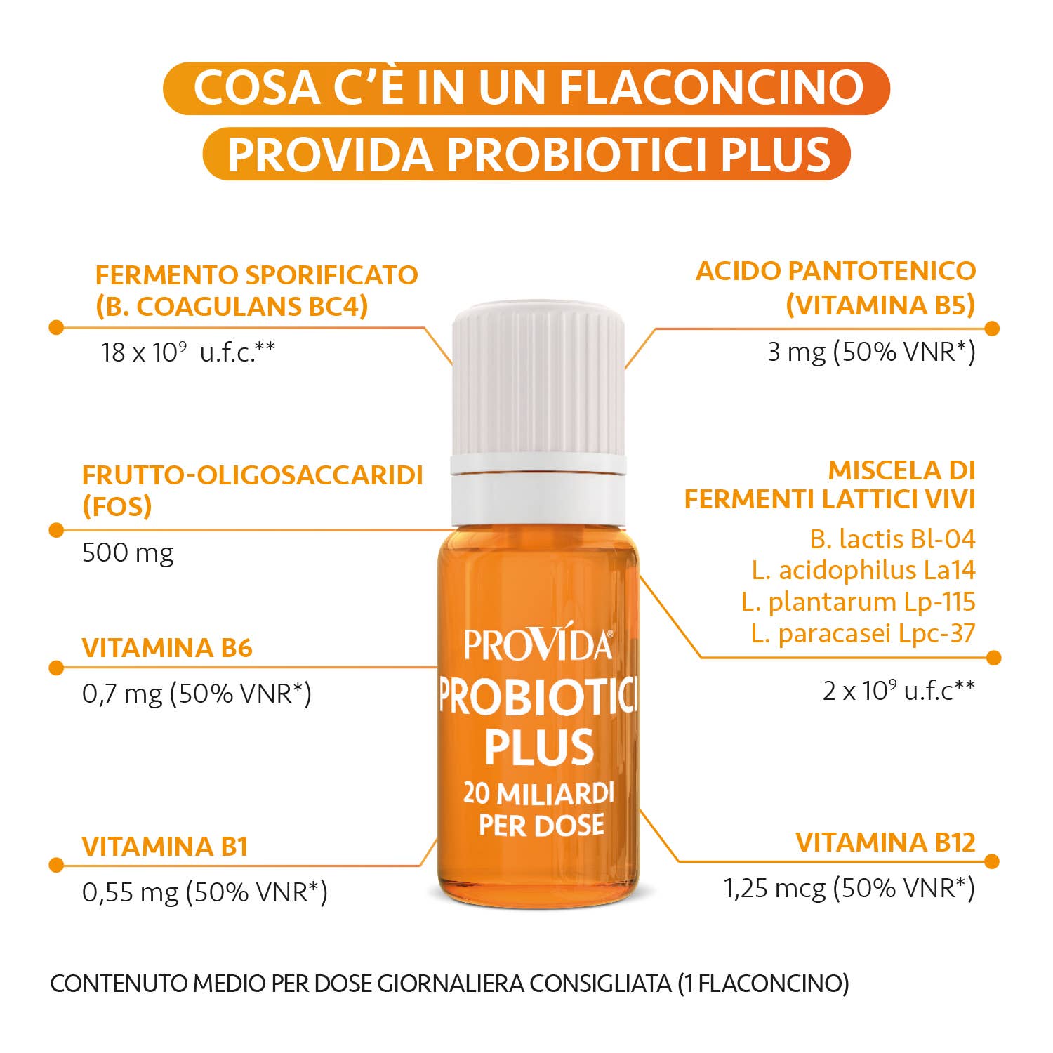 OPTIMA NATURALS - Vendita all'ingrosso Vitamine/integratori orali - Provida Probiotici Plus - 20 miliardi per dose - 7 flaconcin7