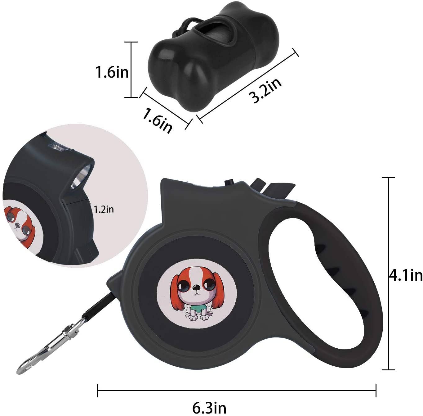 Savoy Active – wholesale Pet leash – Dog – LED Lighted Retractable Nylon Dog Leash - Black1