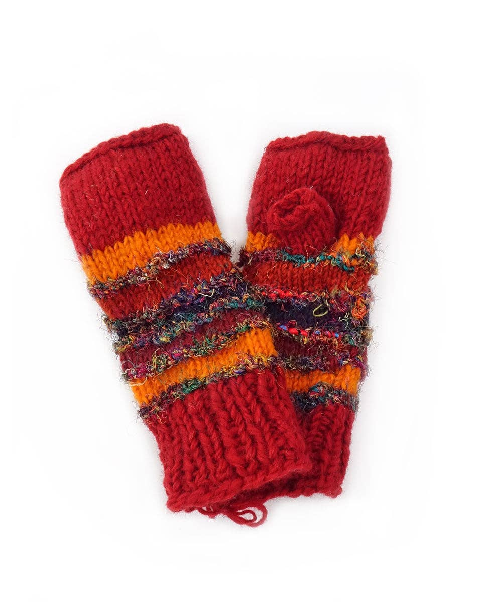 Zig Zag Asian Collection - Wholesale Gloves - Women's - Wool and Silk Knit Fingerless Gloves1