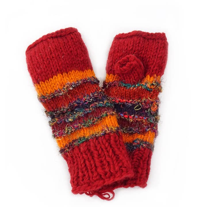 Zig Zag Asian Collection - Wholesale Gloves - Women's - Wool and Silk Knit Fingerless Gloves1