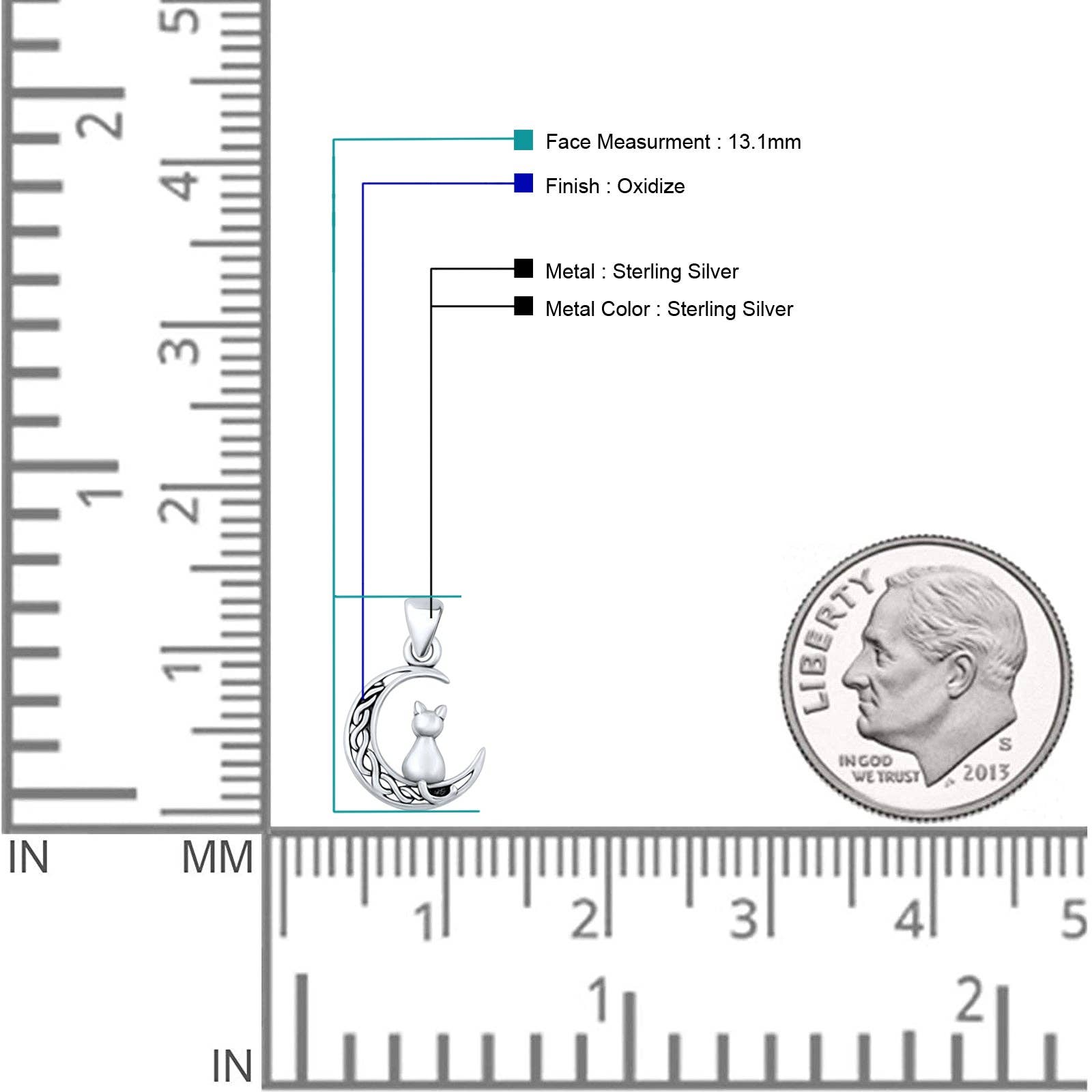 Blue Apple Imports - Wholesale Individual Charm/Pendant - Cat & Moon Pendant Oxidized 925 Sterling Silver Wholesale1