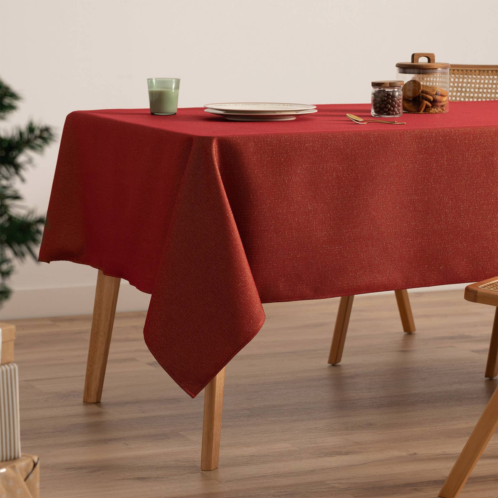 GAMUSI - Wholesale Tablecloth - Christmas tablecloth plain jacquard cotton LIGHTS13