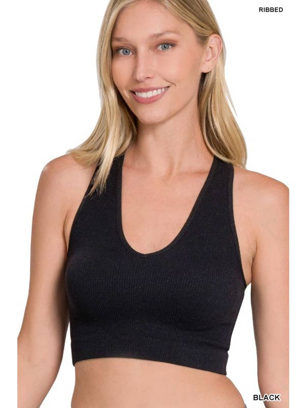 Vanilla Monkey - Wholesale Tank Top - Women's - Ribbed Cropped Racerback Tank Top