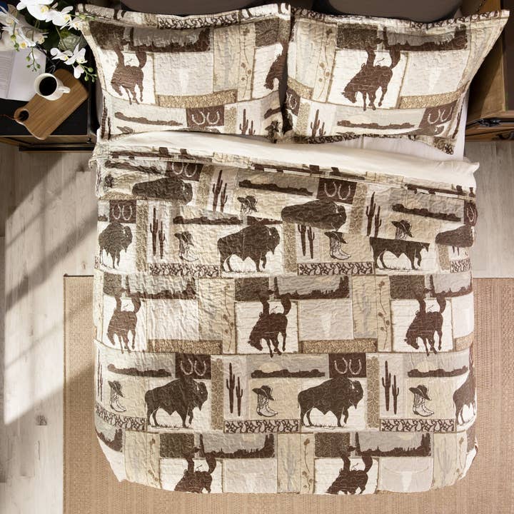 Carstens, Inc. - Wholesale Bedding Set - Wrangler® Vintage Cowboy Quilt Set