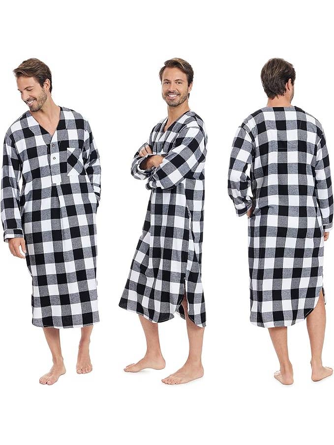 I-Wear Brands - Wholesale Nightshirt - Men's - 2 Pack Men's Cotton Flannel Long Henley Nightshirt15