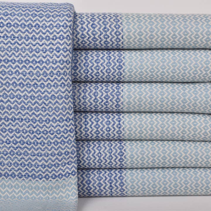 Toalla de playa personalizada, toalla monograma azul saxo-menta para venta al por mayor de Organic Turkish Towels