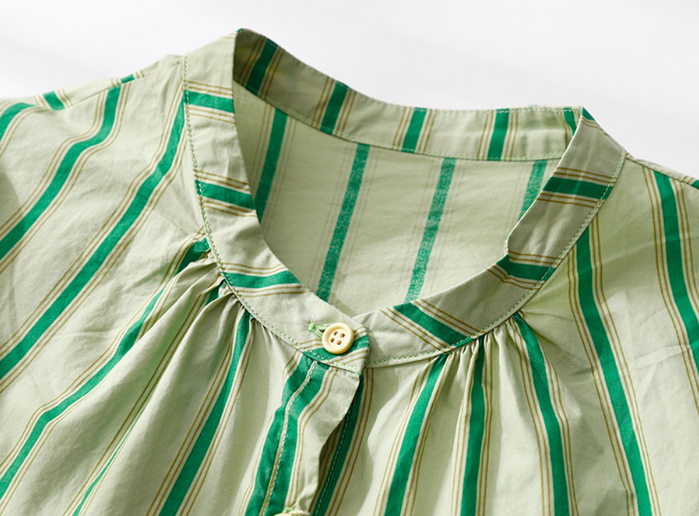 Whisper Mint – Großhandel Hemd mit Button-down-Kragen – Damen – Gestreiftes Hemd | Kurzarm-Puppenbluse für Damen | 4 Stk.4