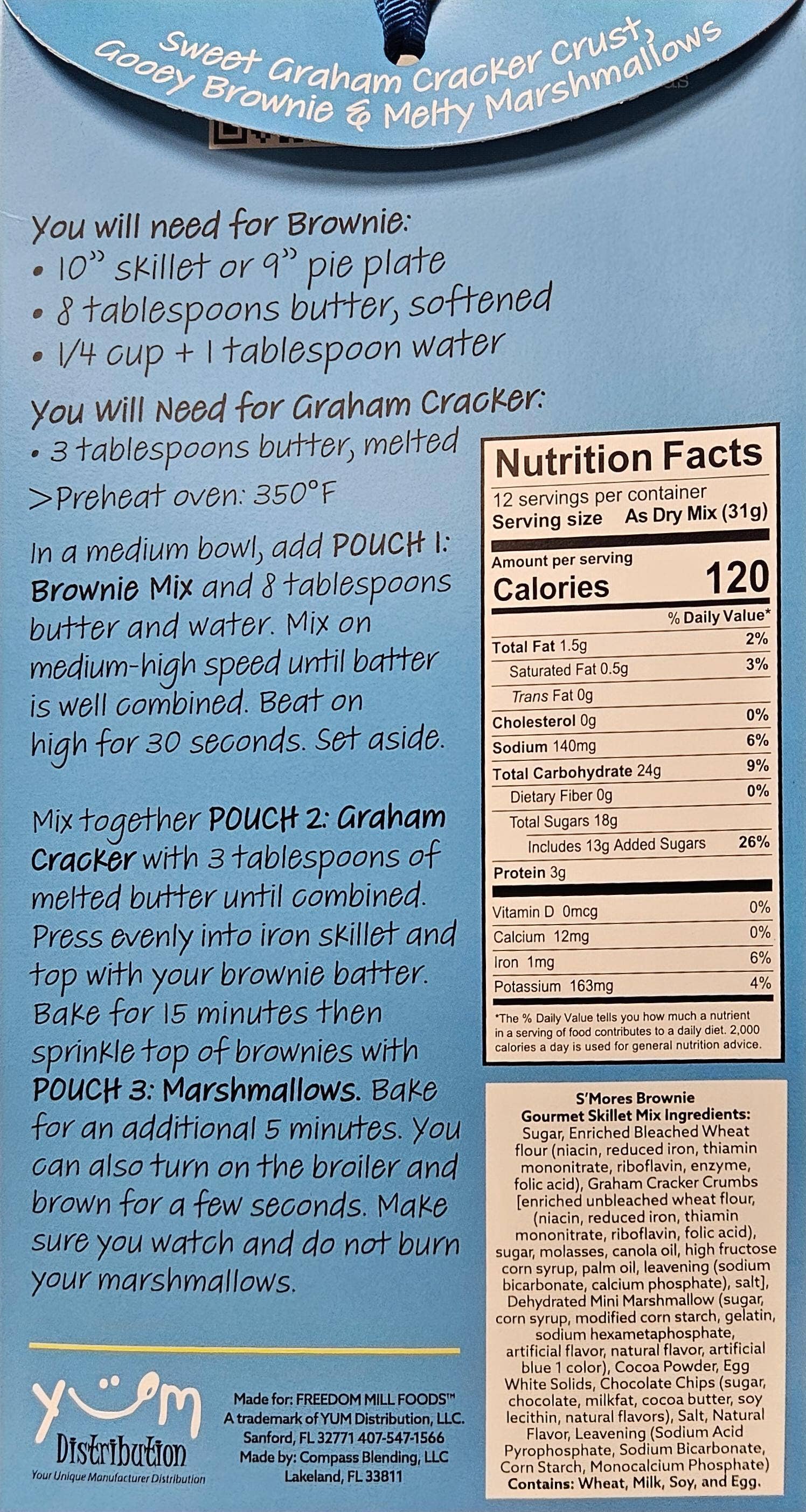 Freedom Mill Foods - Vente Mélanges pour brownie - Mélange à poêler S'mores Brownie Gourmet1