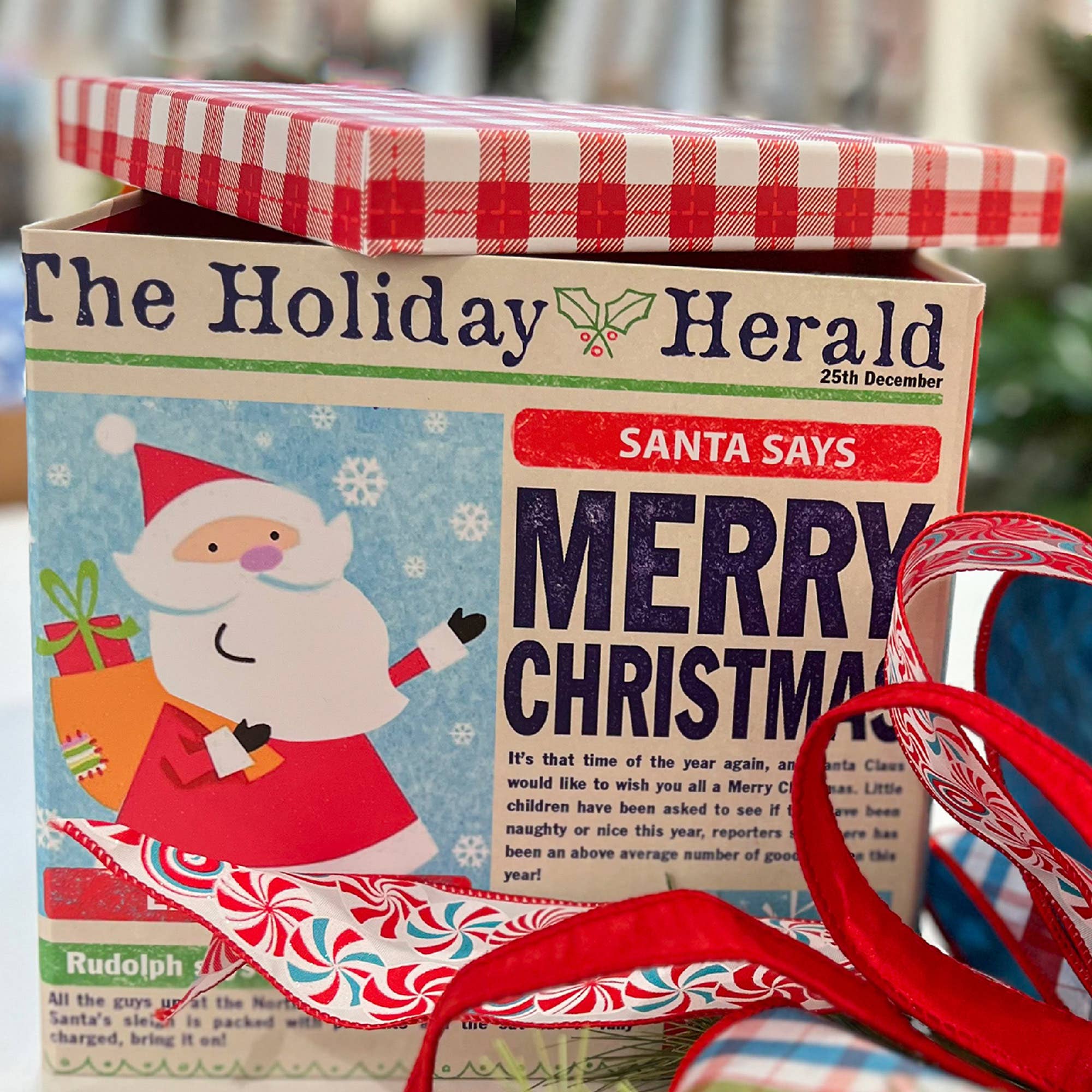 LA Ribbons Wholesale - Vente Coffrets cadeaux - Boîte cadeau de vacances pliable 9" x 9" x 9" avec couvercle amovible | Journal de vacances6