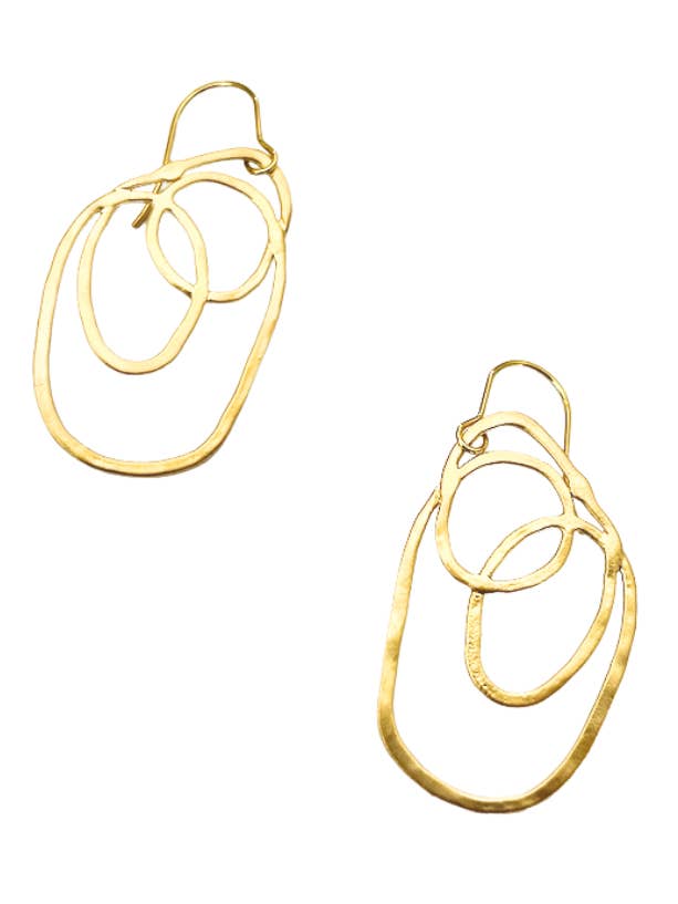 Gold Scribble earrings unique & lightweight stainless steel for wholesale by Amber Leaf Jewellery